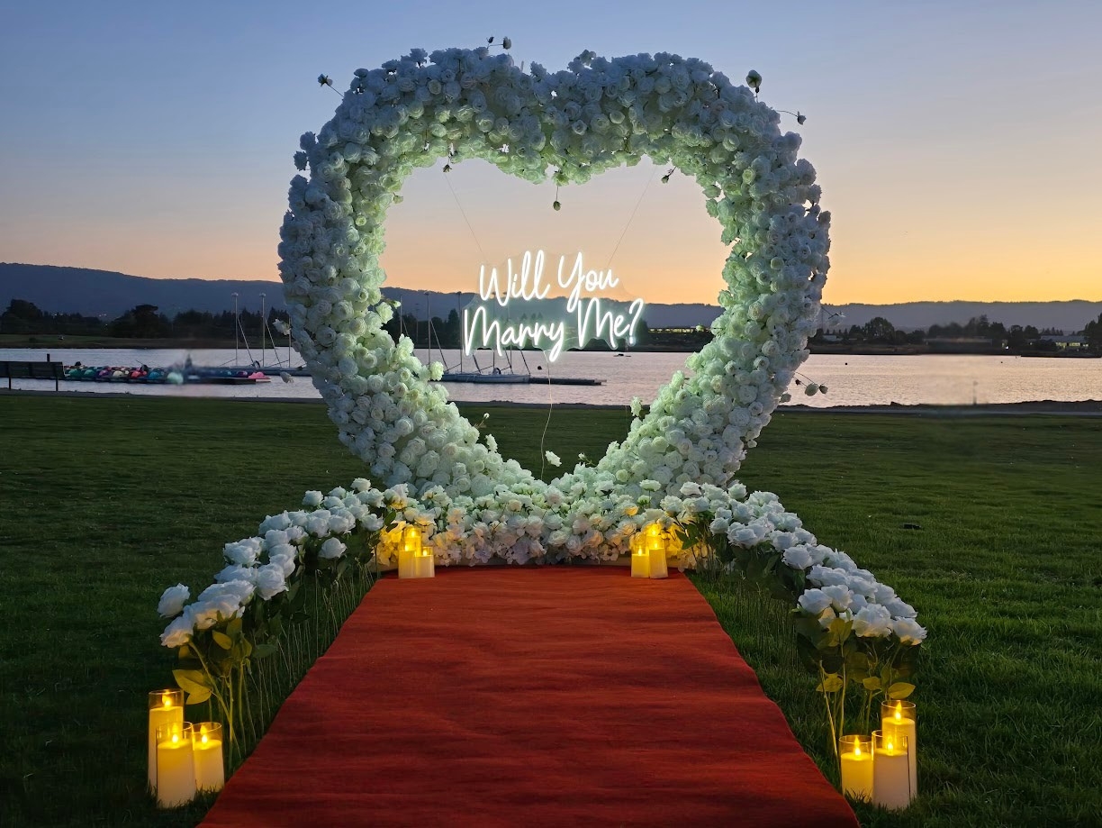 All white proposal setup at Mountain View, Bay Area